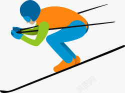 滑雪橇的男人卡通奥运比赛人物插画矢量图高清图片