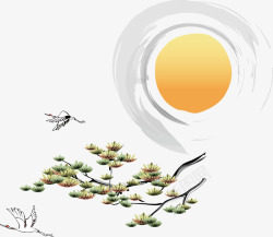 松树中国画松树园林高清图片