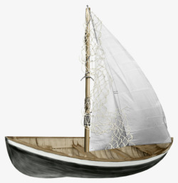 手绘复古小帆船素材