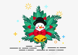 圣诞雪人铃铛装饰矢量图素材