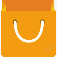 手绘卡通橙色购物袋素材
