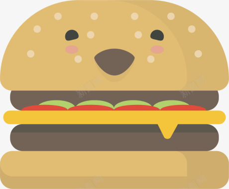 汉堡吃饭扁平图标图标