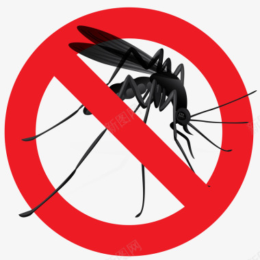 简约红色圆形禁止蚊子图标免图标