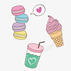 冰淇淋奶茶甜品矢量图高清图片