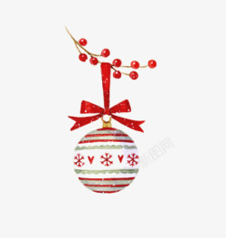 彩球吊饰卡通圣诞荆棘花装饰蝴蝶结高清图片