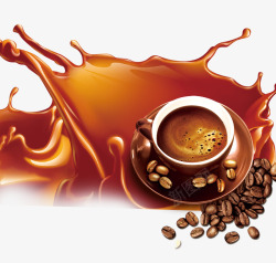 喷溅的咖啡咖啡杯咖啡豆素材