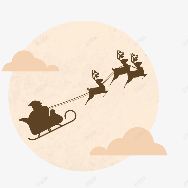 圣诞马车png免抠素材_88icon https://88icon.com 云 剪影 圣诞节 月亮 节日装饰 驯鹿