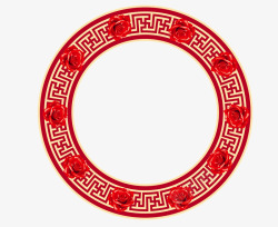 中国风红色圆框素材