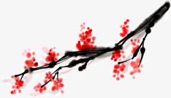 手绘中国风红色梅花新年海报素材