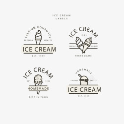黑色可可粉冰淇淋黑色线条冰淇淋标识矢量图图标高清图片