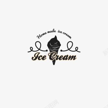 黑色剪影冰淇淋标识矢量图图标图标