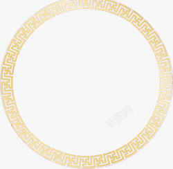 中国风花纹回形黄色圆环中秋素材