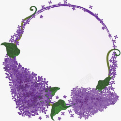 手绘浪漫紫丁香边框装饰素材