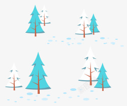 道路积雪道路布满冬雪松树矢量图高清图片