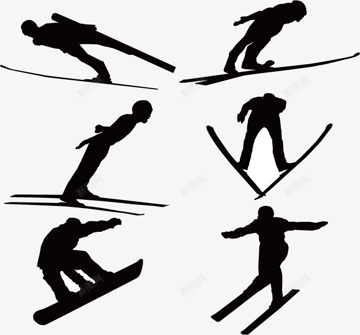 滑雪剪影png免抠素材_88icon https://88icon.com 人物剪影 体育运动 冬季运动 冰雪项目 滑雪