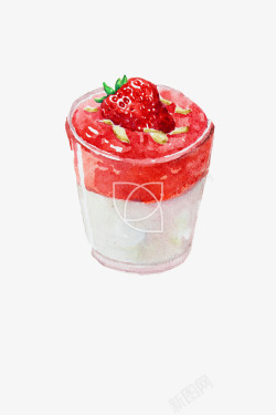 草莓圣代冰淇淋高清图片