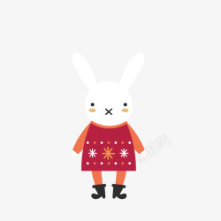 穿红色毛衣的可爱兔子素材