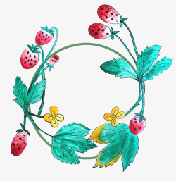 手绘水彩植物插图草莓素材