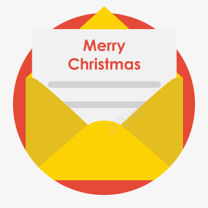 圣诞节图标黄色信封圣诞节卡片红底纹图标图标