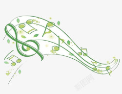 绿色清新的音符音乐素材