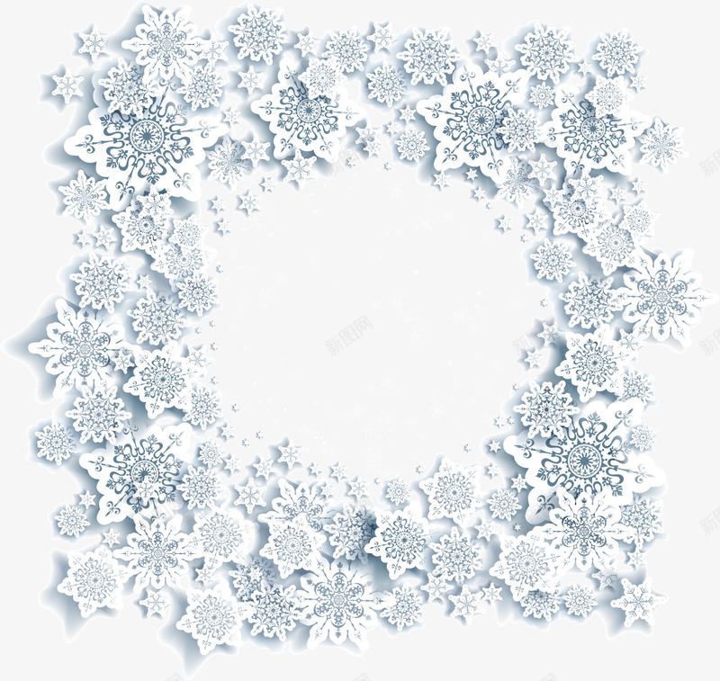 雪花边框矢量图ai免抠素材_88icon https://88icon.com 圣诞 白色 边框 雪花 矢量图