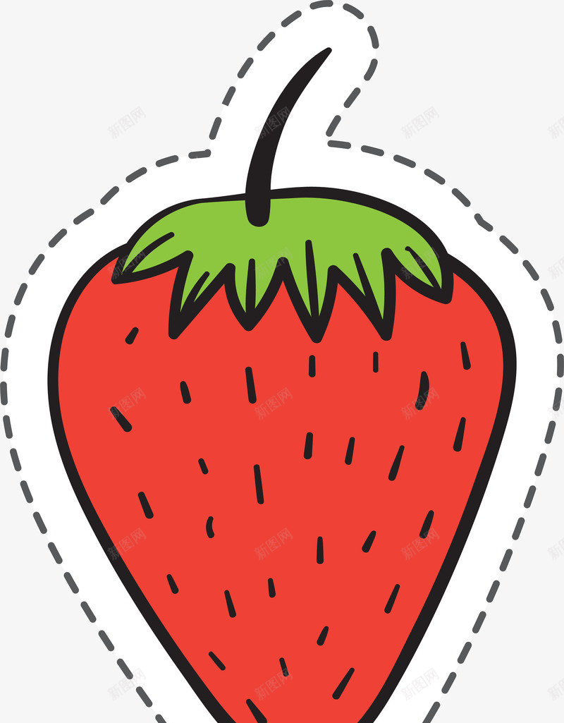 红色草莓水果食物卡通贴纸png免抠素材_88icon https://88icon.com 卡通贴纸 可爱 圆弧 红色 美食 草莓 虚线 装饰 食物