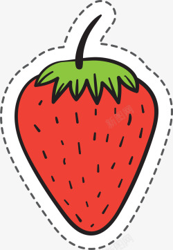 红色草莓水果食物卡通贴纸素材