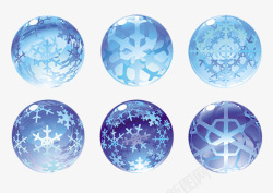 水晶雪花六种雪花水晶球高清图片