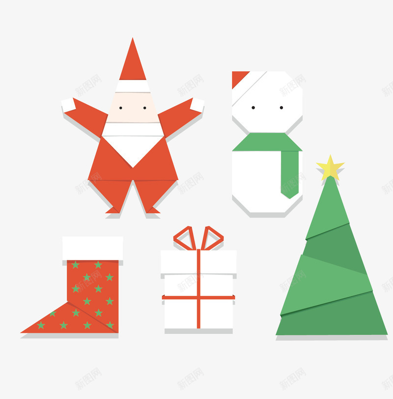 折纸png免抠素材_88icon https://88icon.com 圣诞 圣诞树 圣诞老人 圣诞节 圣诞装饰 折纸 礼物 雪人