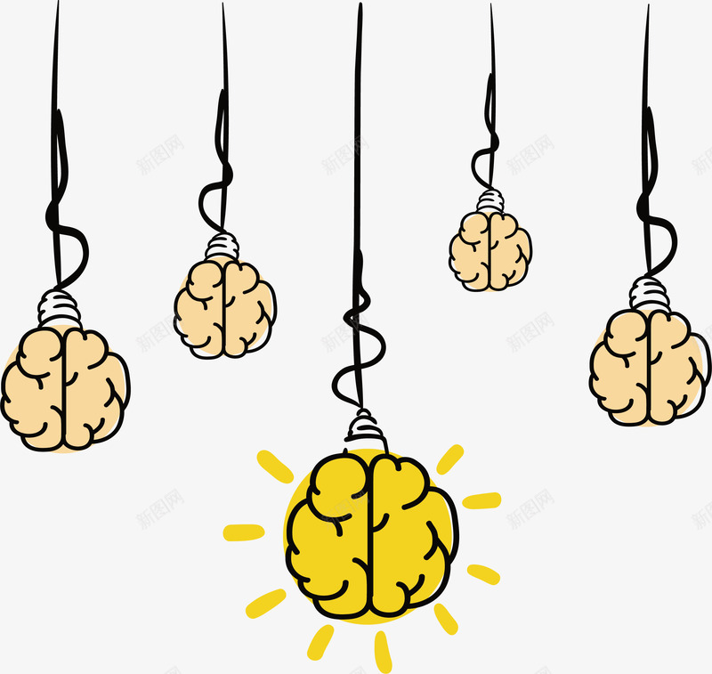 卡通发光大脑灯泡挂饰png免抠素材_88icon https://88icon.com 发光灯泡 大脑 大脑挂饰 大脑灯泡 手绘大脑 矢量png