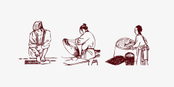 中国古代做饭人物画像素材