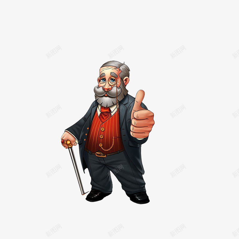 卡通拄着拐杖点赞的外国老人png免抠素材_88icon https://88icon.com 外国老人 拄着拐杖 络腮胡 西装革履 赞表情