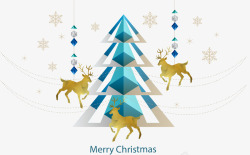 拼接雪花几何圣诞树驯鹿高清图片