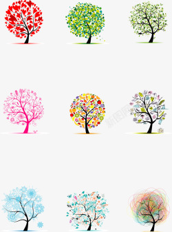 创意彩色小树矢量图素材
