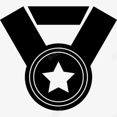 等级勋章圆形奖牌与明星图标图标