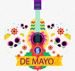 彩色小吉他墨西哥节日矢量图素材