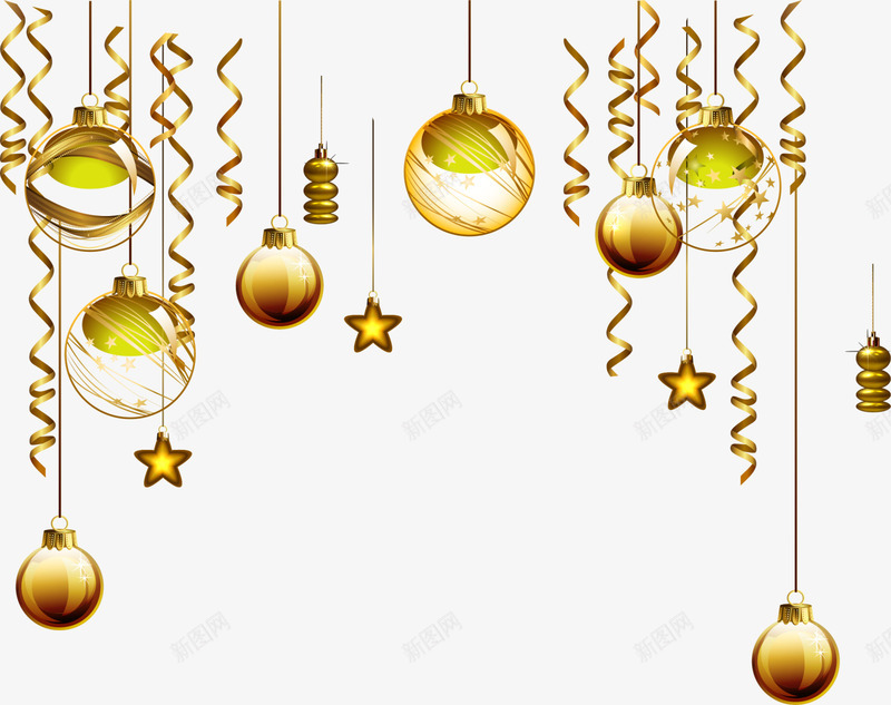 金色大气彩球png免抠素材_88icon https://88icon.com 圣诞节 大气挂饰 星星挂件 节日挂件 装饰图案 金色彩球