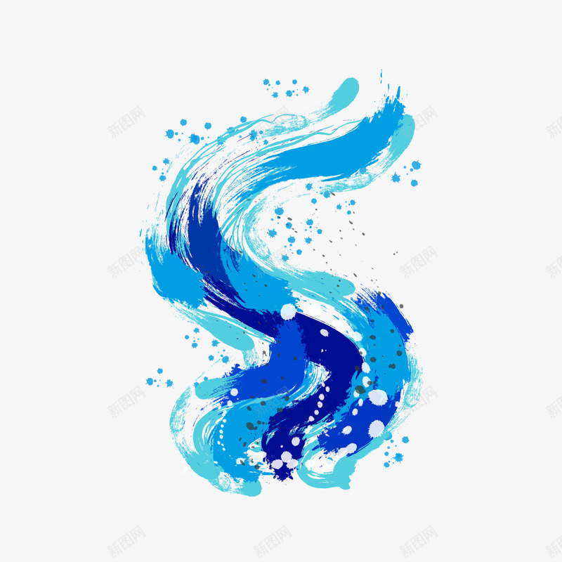 蓝色笔刷海洋装饰图案矢量图ai免抠素材_88icon https://88icon.com 图案 海洋 笔刷 蓝色 装饰 矢量图