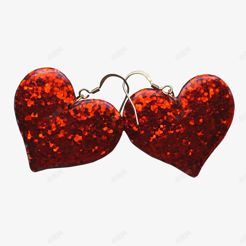心形红色亮片耳环psd免抠素材_88icon https://88icon.com 一副 大红色 小饰品 心形 桃心 红色亮片 耳环 耳钉 装饰物