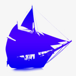 蓝色帆船图案素材