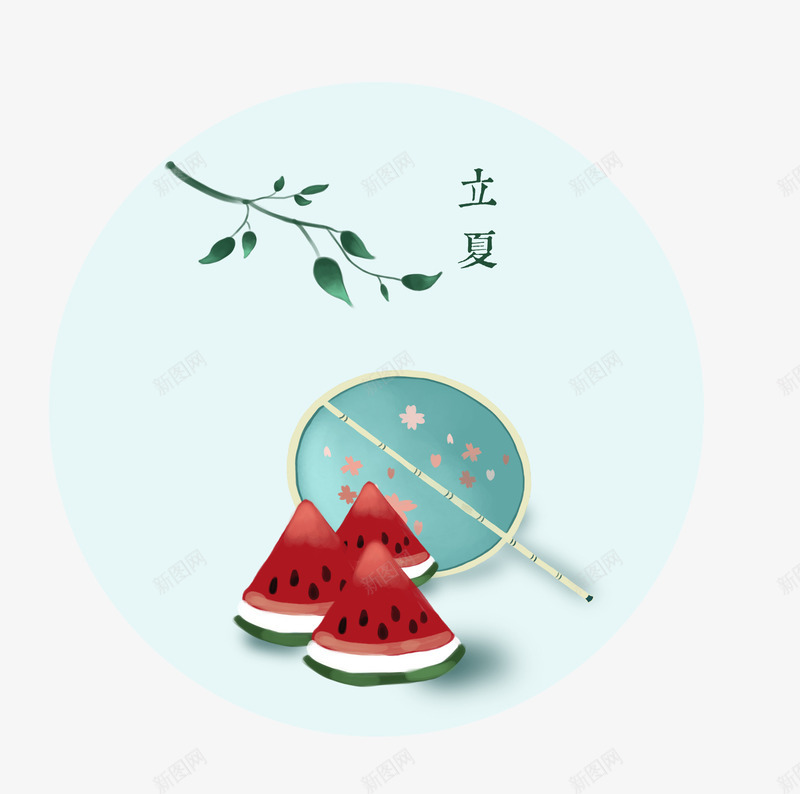 圆形立夏标签背景装饰png免抠素材_88icon https://88icon.com 卡通水果 卡通西瓜 圆形 立夏标签 红色西瓜 背景装饰