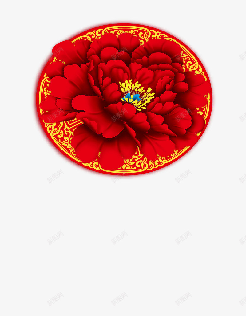 红色喜庆的牡丹花psd免抠素材_88icon https://88icon.com 2017鸡年吉祥 古典花纹 喜庆 新年促销 牡丹 牡丹花 红色背景 鸡年庆祝