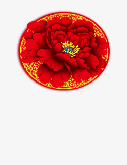 红色喜庆的牡丹花素材