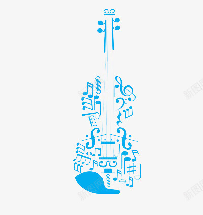 音符组成的吉他png免抠素材_88icon https://88icon.com 符号 蓝色 音乐