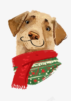 创意贺卡手绘圣诞狗狗头像高清图片