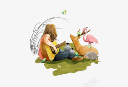 吉他少女弹吉他的女孩高清图片