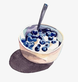 小杯冰淇淋手绘蓝莓冰淇淋高清图片