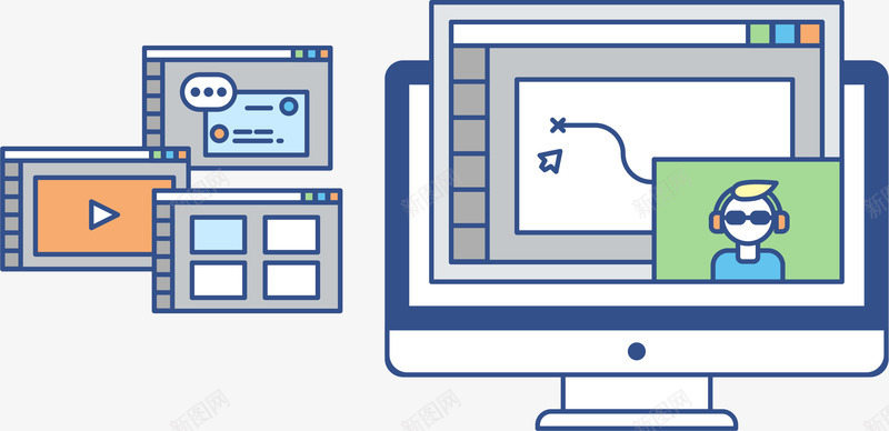 视频教程教学png免抠素材_88icon https://88icon.com 电脑 电脑学习 线上学习 网络学习 视频教学 视频教程