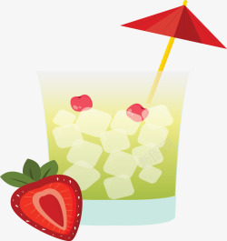 草莓装饰绿色果汁矢量图素材