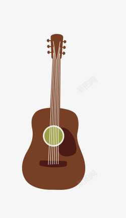 棕色乐器吉他矢量图素材